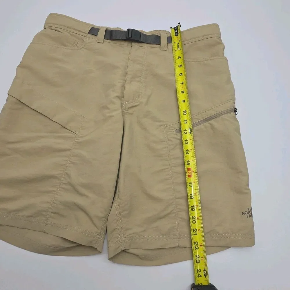 North Face Utility Shorts Khaki Tan Men Sz XL Nylon Flat Front 9